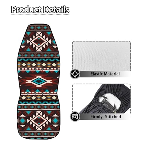 Dreaweet Aztec Car Seat Covers Front Seats Only Southwestern Car Accessories Interior 2 Piece Washable Universal High Back Bucket Seat Covers for Most Cars SUV Trucks - color: Aztec Southwestern