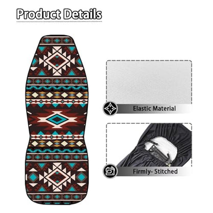 Dreaweet Aztec Car Seat Covers Front Seats Only Southwestern Car Accessories Interior 2 Piece Washable Universal High Back Bucket Seat Covers for Most Cars SUV Trucks - color: Aztec Southwestern