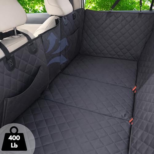 Dog Car Seat Cover for Back Seat with Hard Bottom, Waterproof Back Seat Extender, Upgraded Comfort Hammock, Anti-Scratch, Non-Slip, Easy to Clean, Supports up to 400lbs for Cars/SUVs/Small Truck