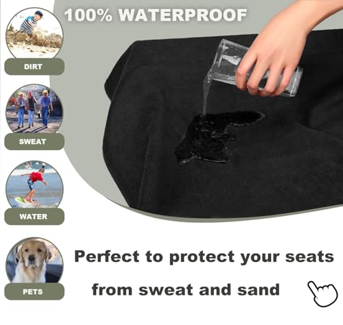 Waterproof Backseat Cover for Car Trucks Van SUV Jeep,Rear Bench Towel Seat Covers,(Black) - color: Black