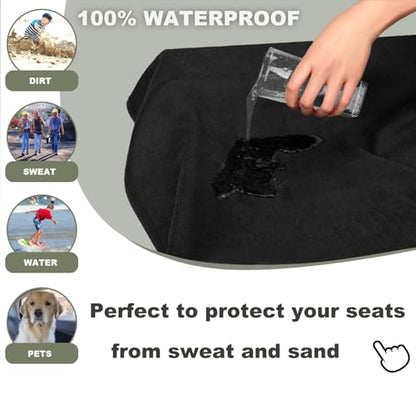 Waterproof Backseat Cover for Car Trucks Van SUV Jeep,Rear Bench Towel Seat Covers,(Black) - color: Black