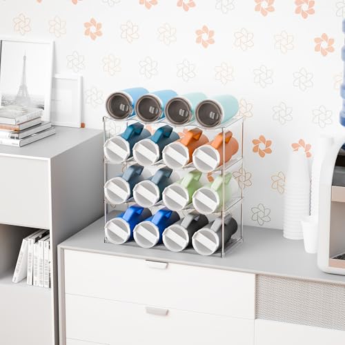 Yieach Stackable Water Bottle Organizer for Stanley,Yeti 40 oz and Others Tumbler Organizer,4 Tier Waterbottle Storage Rack,Clear Acrylic Cup Organizers for Kitchen Cabinets,Countertop,Pantry Shelf - size: 4 Tier Hold 16 Bottle
