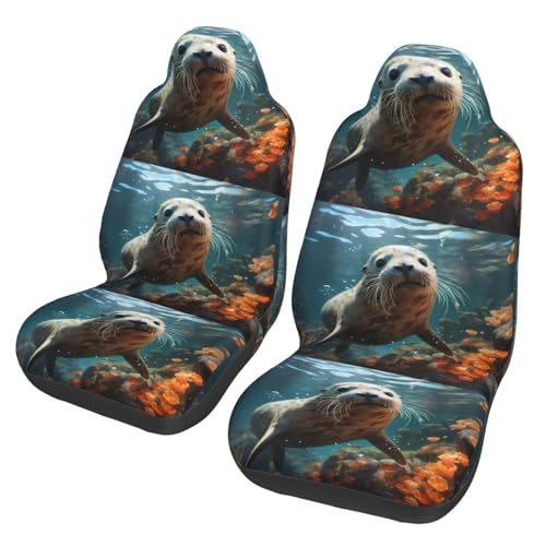 Seat Covers Car Seat Cover Car Seat Protector Waterproof Universal Seal Pup in Water, Black