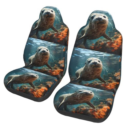 Seat Covers Car Seat Cover Car Seat Protector Waterproof Universal Seal Pup in Water, Black