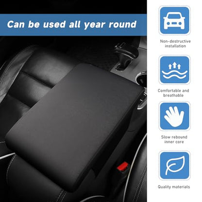 Car Center Console Pad, 12.2''×8.1''×1.8'' Memory Foam Auto Armrest Support Cushion, Vehicle Arm Rest Seat Box Cover Protector, Universal Interior Decor Car Accessories
