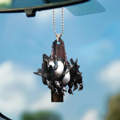 Car Rear View Mirror Pendant, Acrylic Christmas Tree Hanging Ornament, Animal 2D Flat Car Rear View Mirror Charm, Car Interior Accessories Decoration Presents for Window Wall (Black Duck) - color: Black Duck