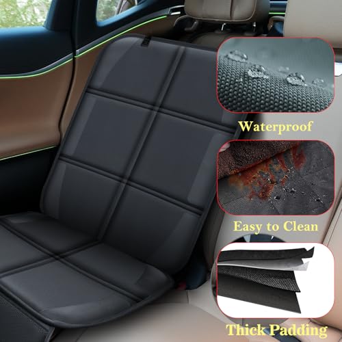 Car Seat Protector for Child Car Seat, Durable 600D Fabric Waterproof Car Seat Cover with Thick Pad Non-Slip Backing，No Imprints (Thicker Black-2pc) - color: Thicker Black-2pc