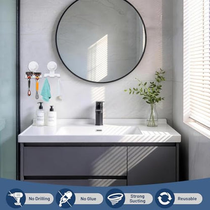 No-Drill Suction Cup Razor and Shaver Holder, Stainless Steel Shower Hook for Towel & Loofah, Damage-Free Reusable Bathroom Wall Organizer(2 Pack White) - color: White
