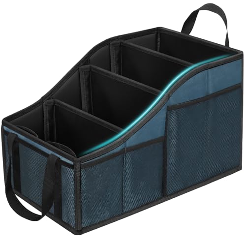 Car Seat Organizer Backseat Car Organizer with 4 Compartments, 4 Cup Holders and 7 Mesh Pockets for Front and Rear Seat, Blue - color: Blue