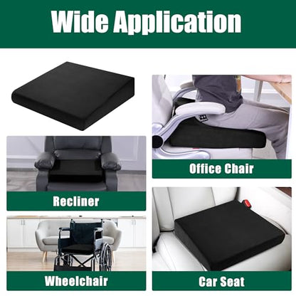 HOMBYS Wedge Recliner Seat Cushion for Long Sitting Chair, Cushion for Elderly Esay to Get Up,5" Thick 20"x20" Large Pressure Relief Seat Cushion for Recliner, Office, Car, Velvet & Foam, Black - color: Black