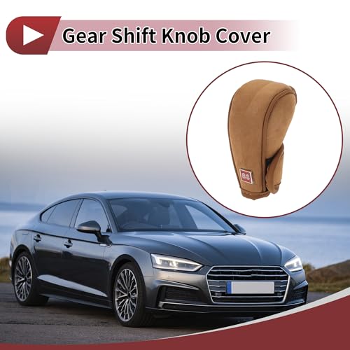 1 Pc Gear Shift Knob Cover Decoration Stick Shifting Handle Protector 12x4.5cm/4.72"x1.77" Brown Faux Leather
