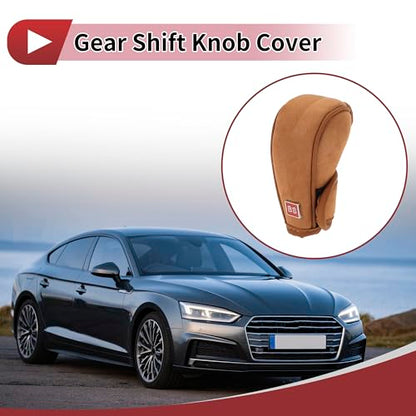1 Pc Gear Shift Knob Cover Decoration Stick Shifting Handle Protector 12x4.5cm/4.72"x1.77" Brown Faux Leather