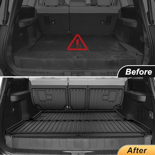AOMSAZTO Cargo Mat and Backrest Mat Compatible with Toyota Land Cruiser 2024-2025: TPE All Weather Protection Car Cargo Liner - 1st & 2nd Row - Rubber Trunk Mat (Only for 5 Seat) - style: 2024-2025 | For Toyota Land Cruiser | Cargo Mat Set
