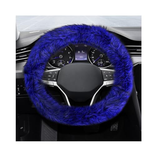 Fluffy Steering Wheel Cover, 15 Inch Soft Microfiber Plush Steering Wheel Decoration, Winter Warm Fuzzy Car Wheel Covers Anti-Slip Protector for Women Men, Car Accessories (Blue) - color: Blue