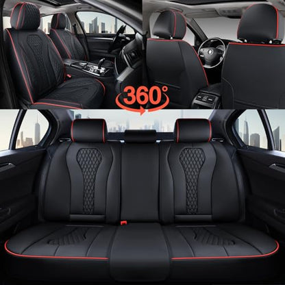 Coverado Car Seat Covers Full Set, Black Seat Covers, Waterproof Car Seat Cover, Car Seat Cushion, Car Seat Covers Front Seats Back Seat Covers, Car Seat Protector Universal Fit Most Cars Red Line - color: Redline/Black, size: FullSet