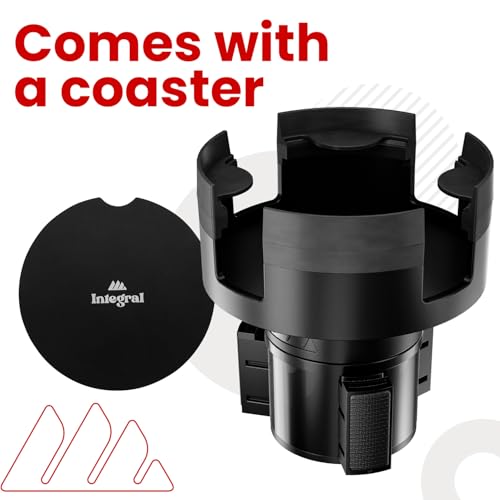 Integral Expandable Mug Holder - YETI 14oz Rambler Cup Holder - Car Cup Holder Expander with Adjustable Base - Rubber Tabs Hold Most Coffee Mugs Ramblers 10oz