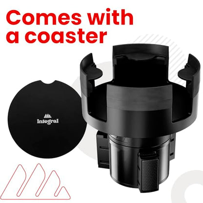 Integral Expandable Mug Holder - YETI 14oz Rambler Cup Holder - Car Cup Holder Expander with Adjustable Base - Rubber Tabs Hold Most Coffee Mugs Ramblers 10oz