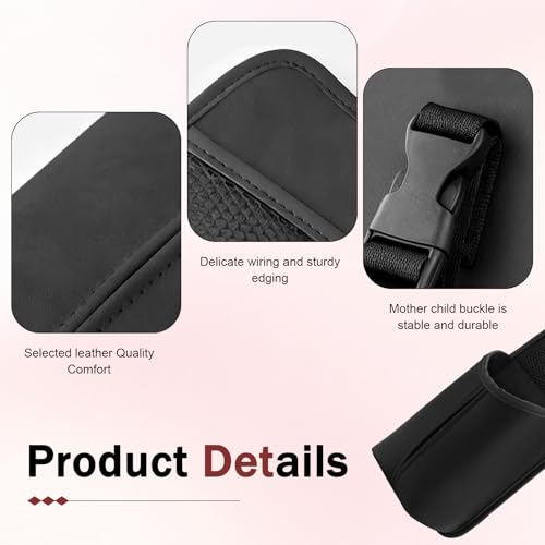 Car Hanging Tissue Holder, Strap-On Non-Slip Front and Back Seat Side Organizer with Mesh Net, Waterproof Leather Space Saving Car Cup Holder, Universal for Most Cars (Black) - color: Black
