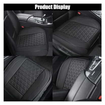 Leather Car Seat Cover, Auto Front Bottom Seat Cover Luxury Car Seat Protector Anti-Slip Waterproof Cushion Cover with Storage Pocket, for Most Cars, Trucks, SUVs (Black) - color: Black
