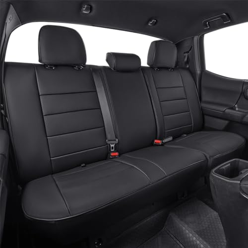 EKR Custom Fit Tacoma Rear Car Seat Covers for Toyota Tacoma 2016 2017 2018 2019 2020 2021 2022 2023 Access Cab - Second Row Only,Faux Leather(Black) - color: Leather (Black), size: 2016-2023 Access Cab,2DR-Only 2nd Row