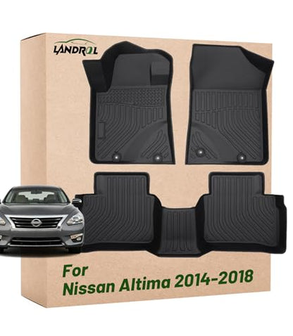 Car Floor Mats Replacement for Nissan Altima 2014-2018 Durable Odorless Front Rear Heavy Duty TPE Carpet All Weather Liners Full Set Non-Slip Waterproof Accessories for Dad