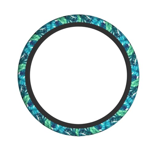 Tropical Palm Leaves Steering Wheel Covers Non Slip Neoprene Steering Wheel Protector Cover Universal 15 Inch for Men Women - color: Tropical Palm Leaf Leaves