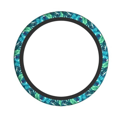 Tropical Palm Leaves Steering Wheel Covers Non Slip Neoprene Steering Wheel Protector Cover Universal 15 Inch for Men Women - color: Tropical Palm Leaf Leaves