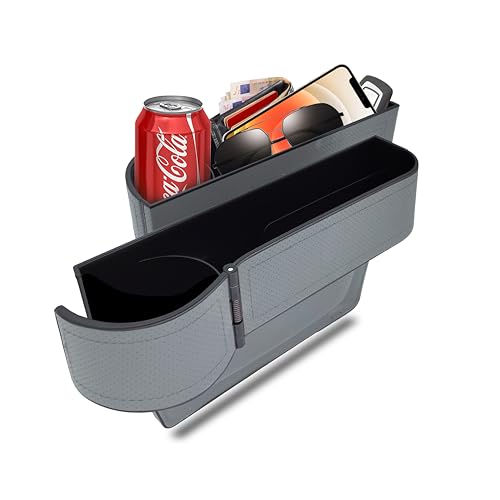 Car seat gap filler organizer, 2 Pack multifunctional car seat organizer, car console side storage box can Holders phone, sunglasses, car keys, change(Gray) - color: Gray
