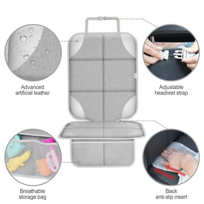 Car Seat Protector for Child Car Seat, Durable 600D Fabric Waterproof Car Seat Cover with Thick Pad Non-Slip Backing，No Imprints (Silver Gray-1 pc) - color: Silver Gray-1 pc