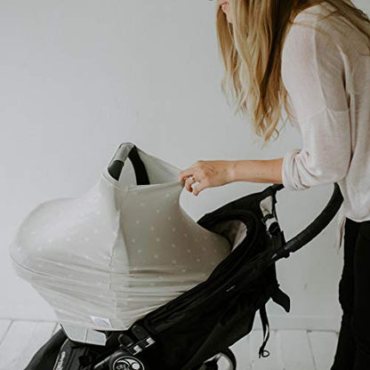 Parker Baby 4 in 1 Car Seat Cover for Girls and Boys - Stretchy Carseat Canopy, Nursing Cover, Grocery Cart Cover, High Chair Cover - “Copper” - color: Copper