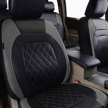 Universal Deluxe Pu Luxury Vinyl Faux Leather Car Seat Covers Full Set, Airbag Compatible, Breathable, Fit for Most Sedans, Vans, SUVs (Black and Gray) - color: Gray, size: Full Set