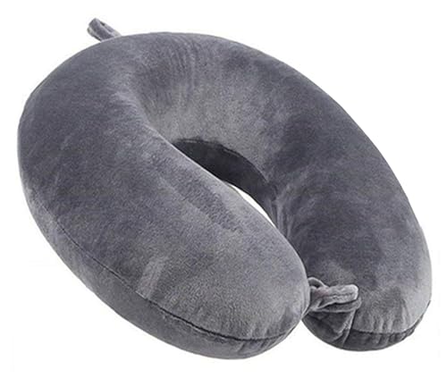 GDEOUP Travel Pillow 100% Pure Comfortable U Shape Memory Foam Pillows Neck and Head Support Portable Travel Neck Pillow Suitable for Planes Airplane for Traveling,Train,Self-Drivingng Car,(Grey) - color: Grey