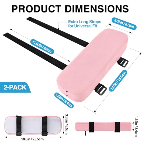 Smiry Ergonomic Office Chair Armrest Pads, Memory Foam Arm Rest Covers, Non-Slip Armrest Cushion with Adjustable Buckles and Straps, Elbow Relief for Desk, Gaming & Wheelchair (Blush Pink, Set of 2) - color: Blush Pink