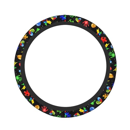 Autism Awareness Steering Wheel Cover Anti-Slip,Sweat Absorption Universal 15 inch Steering Wheel Covers Cute car Accessories for Men Women - color: Black 2