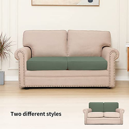 Easy-Going Stretch Individual Loveseat Couch Cushion Cover Sofa Cushion Furniture Protector Sofa slipcover Soft Flexibility with Elastic Bottom (2-piece Loveseat Cushion Cover, Greyish Green) - color: Greyish Green, size: 2-piece