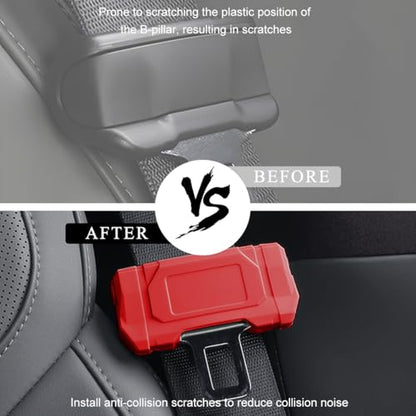 2PCS Car Seat Belt Buckle Covers, Anti-Scratch Silicone Auto Seatbelt Buckle Protector, Universal Safety Belt Clip Cover Secure Buckle Guard Fits Most Vehicles, Car Accessories (Red)