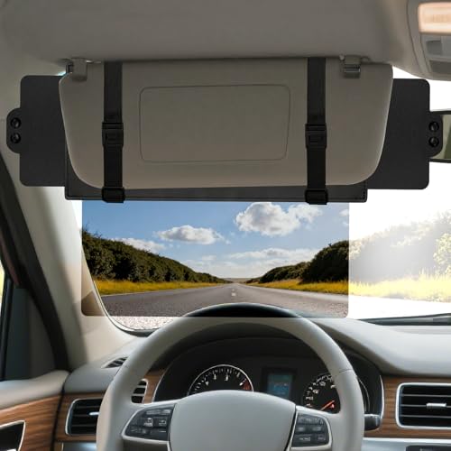 Veharvim Sun Visor Extender for Car (Polarized, UV400, PC Lens, 2 Side Sunshade), Car Visor Extender Sun Blocker, Visor Extender Attachment, Anti-Glare for Safe Driving - color: Black, size: 1 Pack