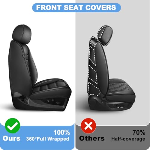 IKABEVEM Car Seat Covers Fit for GMC Yukon 2021-2025 2026: Full Set Luxury Leather Automotive Seat Covers, Car Seat Protector(8 Seats, Black)