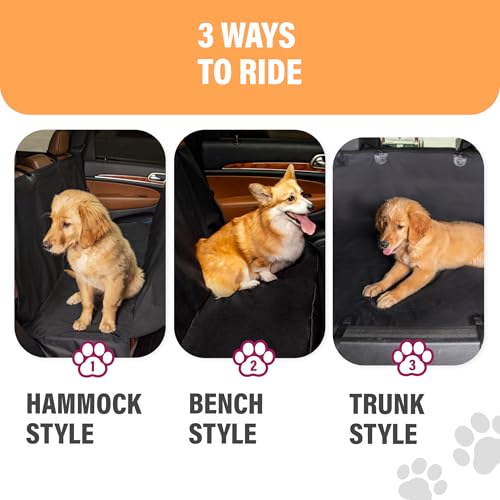 XL Waterproof Hammock Large Car Seat Cover, Fits SUVs Trucks Big Sedans, Secure Convertible Travel Bed Protects Backseat Cargo from Dog Puppy Pet Water Food Drool Urine, Black - color: Black, size: XL