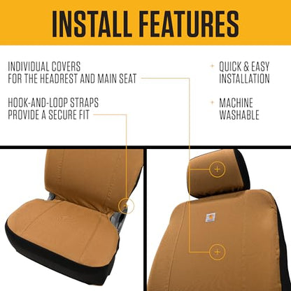 Carhartt Universal Nylon Duck Canvas Fitted Bucket Seat Cover, Durable Seat Protection with Rain Defender, Single, Blind Duck Camo - color: Blind Duck Camo, size: One Size