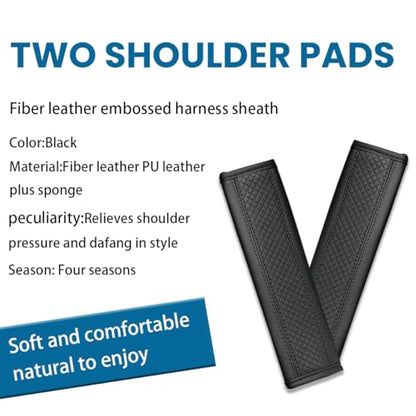 Car Seat Belt Pads, 2 Pack Fiber Leather Seatbelt Shoulder Strap Covers, More Comfort Driving & Protect Your Neck, Universal Safety Strap Cover for Auto SUV Truck Airplane Backpack (Black) - color: Style2-Black