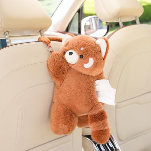 Plush Monkey Tissue Box Holder, Plush Pocket Tissue Cover for Car, Home, Office, Desk, Bathroom, Cute Decorative Soft Organizer (Raccoon Hanging) - color: Raccoon Hanging