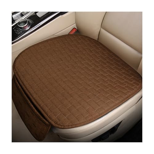 Front Car Seat Cover, Anti-Slip Breathable Linen Bottom Seat Protector Covers with Storage Pockets, Universal Front Driver Seat Pad Mat for Cars SUVs Truck Van (Brown) - color: Brown, size: Front