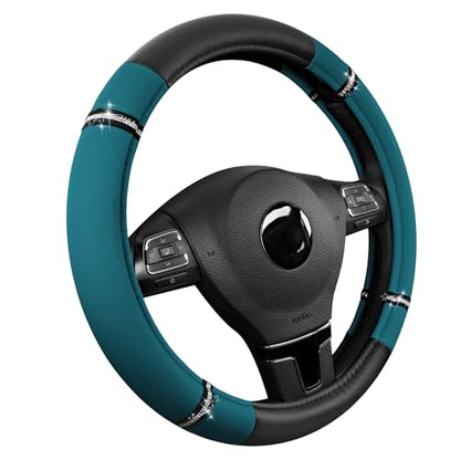 Road Comfort Leather Steering Wheel Cover – Premium Anti-Slip Car Steering Wheel Grip Cover – Universal Fit for 14.5”–15” Cars, Trucks & SUVs -Dark Blue - color: Dark Blue