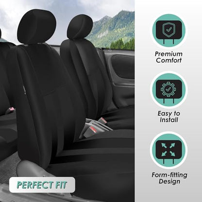 FH Group Striking Striped Car Seat Covers - Universal Fit, Washable Seat Covers for Cars, SUVs, Vans, Sedans, Black, Front Set - color: Black, size: Front Set