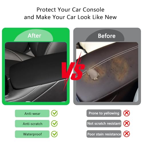 Centre Console Protection Armrest Covers for Lexus RX350 2010 2011 2012 2013 2014 2015, Wear Resistant Upholstery Accessories Adhesive Installation, Gray-Gray line