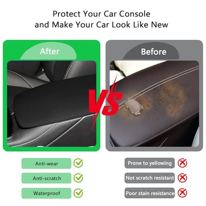 Centre Console Protection Armrest Covers for Lexus RX350 2010 2011 2012 2013 2014 2015, Wear Resistant Upholstery Accessories Adhesive Installation, Gray-Gray line