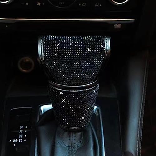 Auto Gear Shift Knob Cover with Crystal Glitter Bling Rhinestones,Car Knob Gear Stick Protector (Black Diamonds) - size: Gear Shift (Black Diamonds)