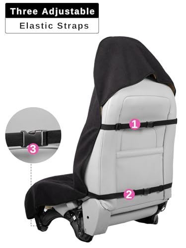 Terry Cloth seat Cover Universal Waterproof Car Sport Towel Seat Cushion Non-Slip Sweat-Absorbent Towel Cloth Suitable for Gym Workout, Universal Fit for Car SUV Van-Black