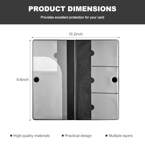 Car Registration and Insurance Holder, 9.6"x5.2" Auto Glove Box Card Organizer with Sticky Closure, Waterproof Vehicle Document Organizer Glove Box Wallet Case for Women Men (Small Car, Black)